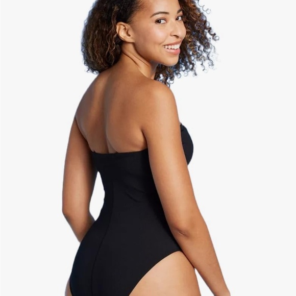 Shade & Shore Bandeau Black Strapless bandeau Swimsuit NWT - Picture 2 of 7